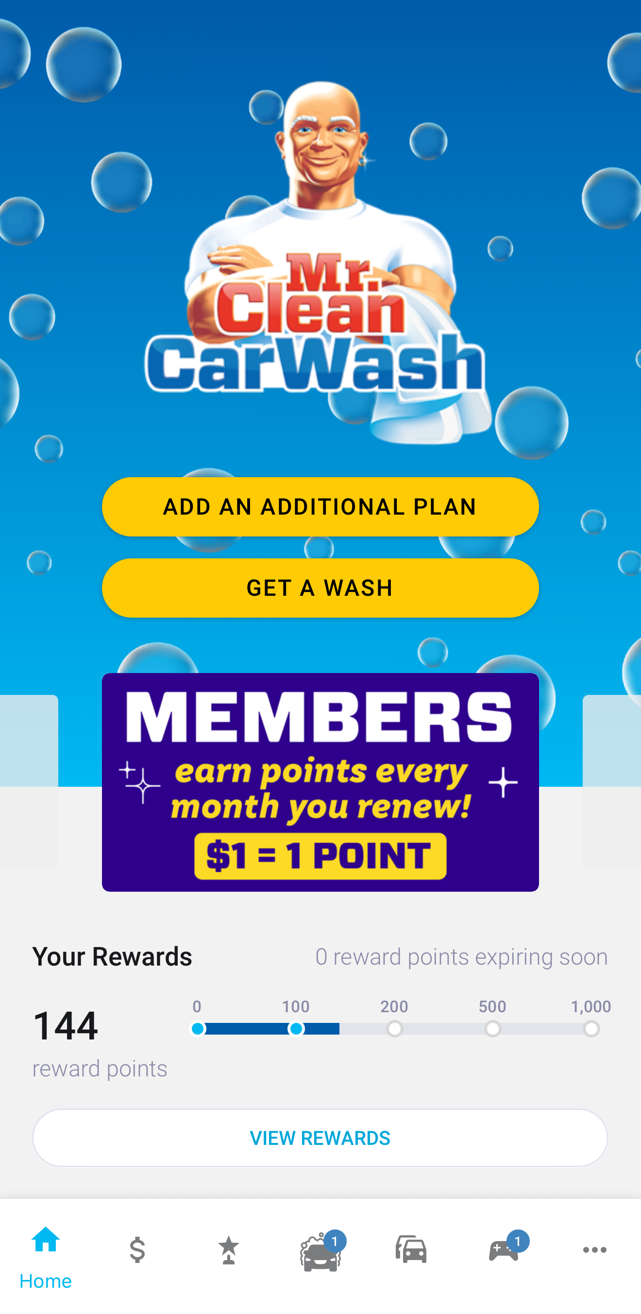 Mr. Clean app home screen