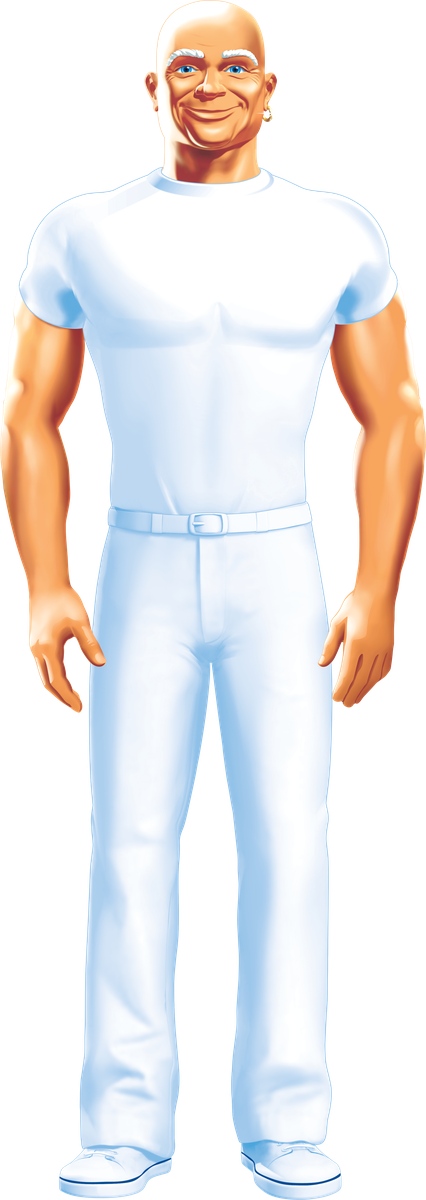 Mr. Clean standing, arms at his sides