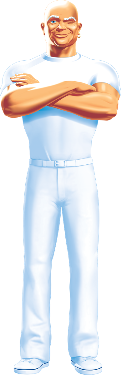 Mr. Clean, arms crossed, winking